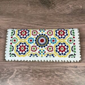Lavishy Wallet White Embroidered Geometric Floral Boho Long Clutch